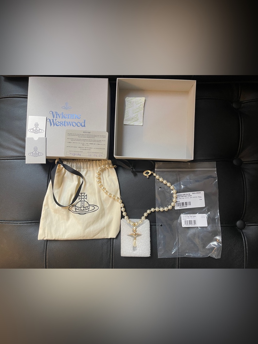NWT Vivienne Westwood One Row Pearl Drop Choker